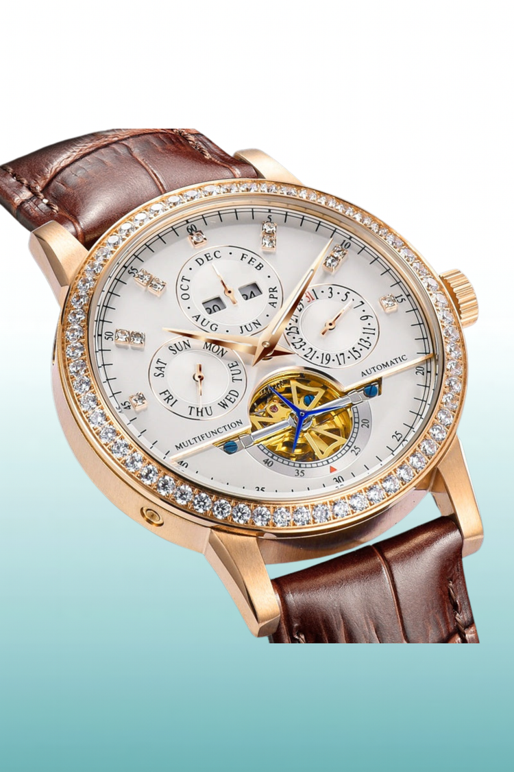 Regal Rose Gold Open-Heart Classic Watch
