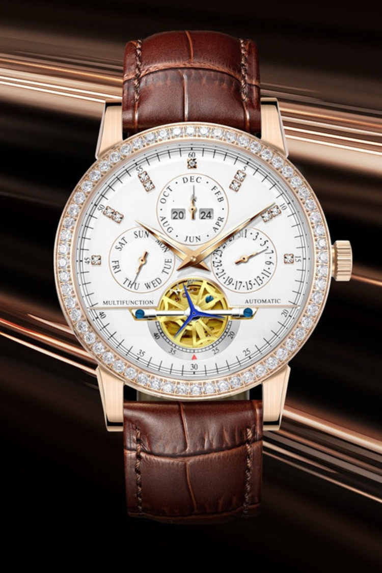 Regal Rose Gold Open-Heart Classic Watch