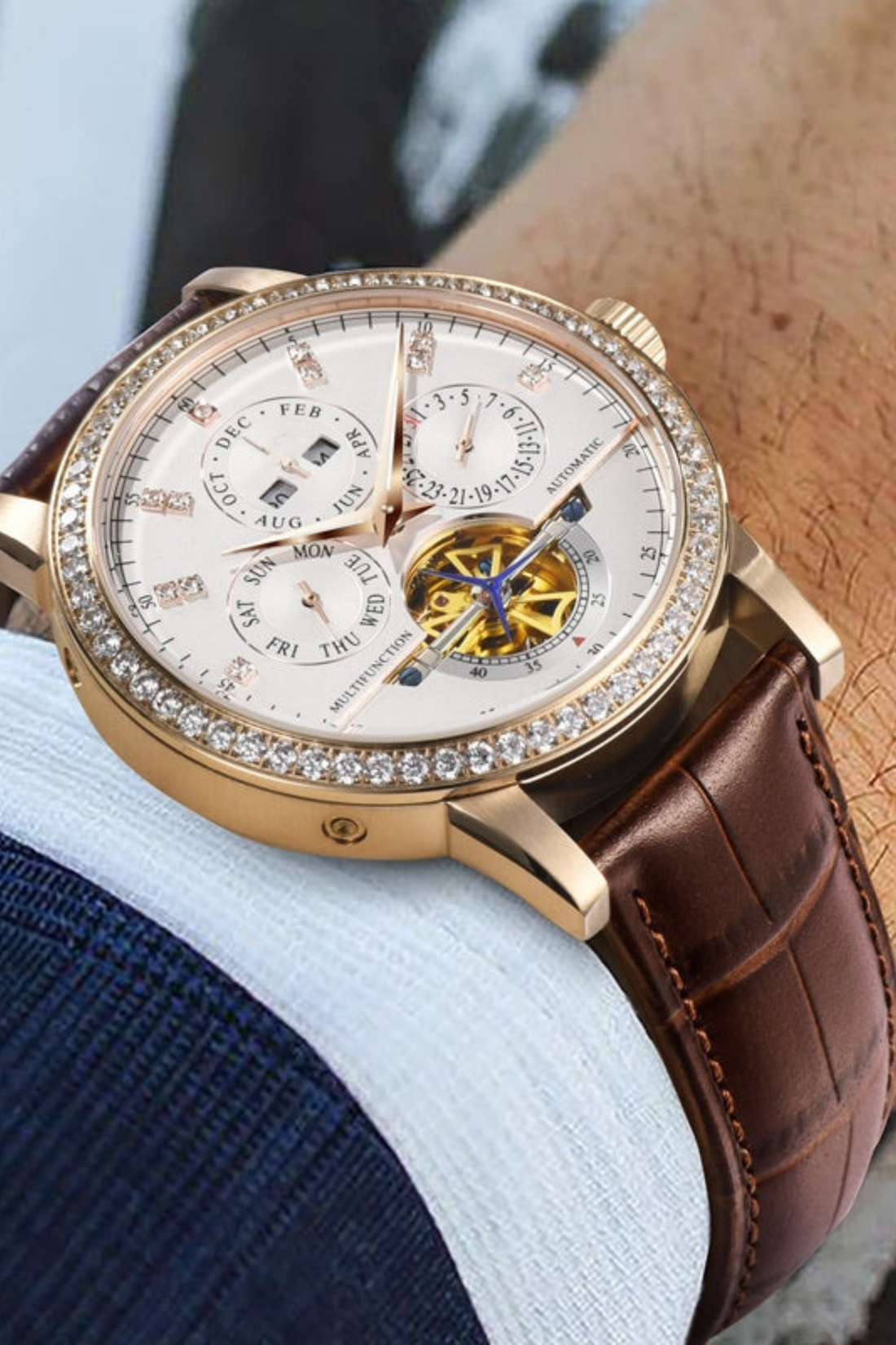 Regal Rose Gold Open-Heart Classic Watch