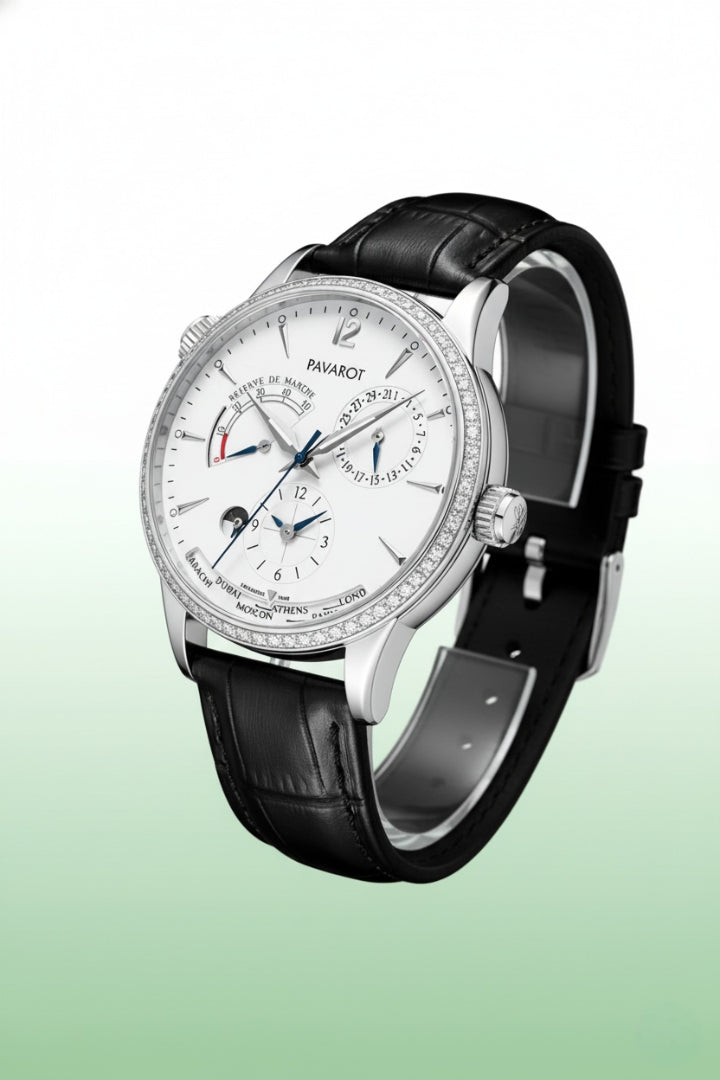 Elite Silver World-Time Multi-Function Watch