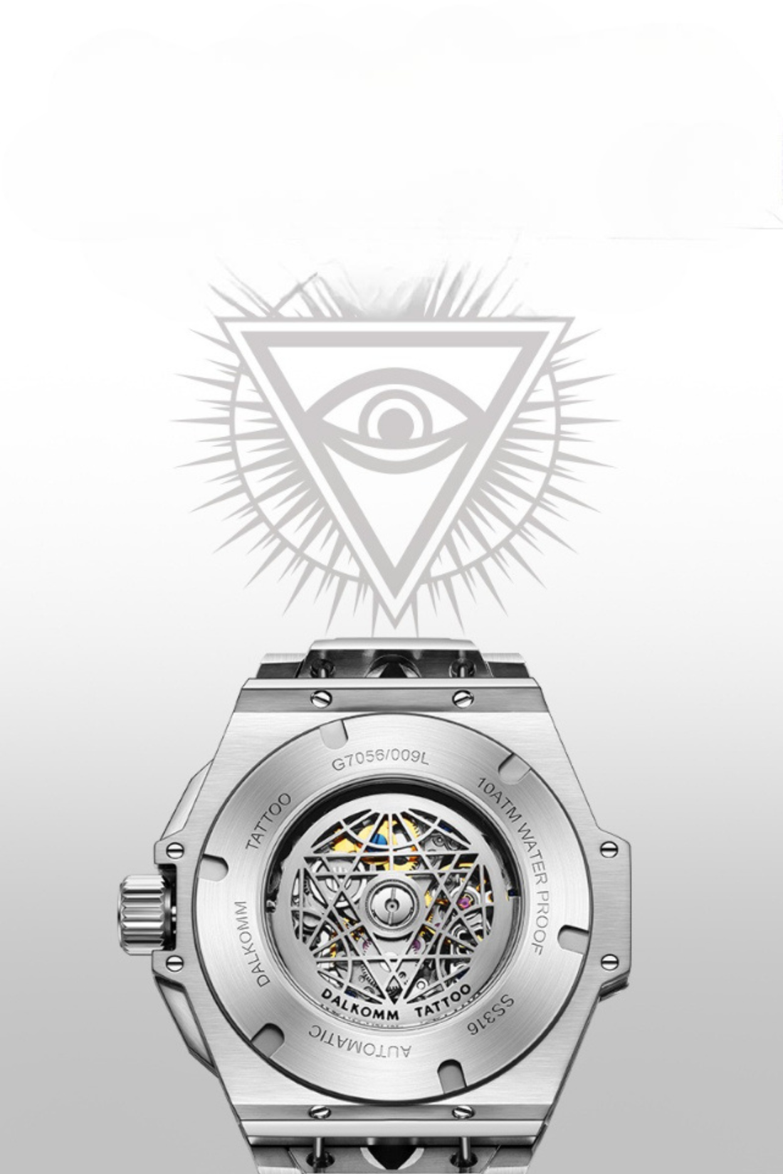 Illuminati - Eye of Demon Silver Analog Mechanical Movement Dalkommwatch Watch