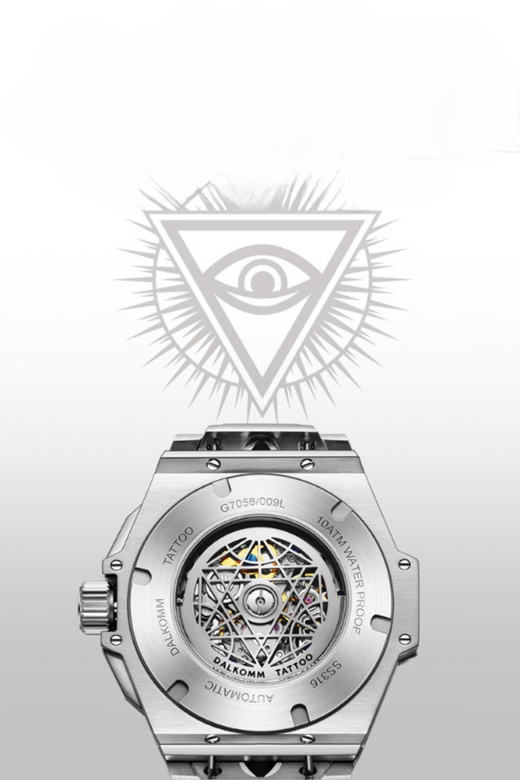 Illuminati - Eye of Demon Silver Analog Mechanical Movement Dalkommwatch Watch