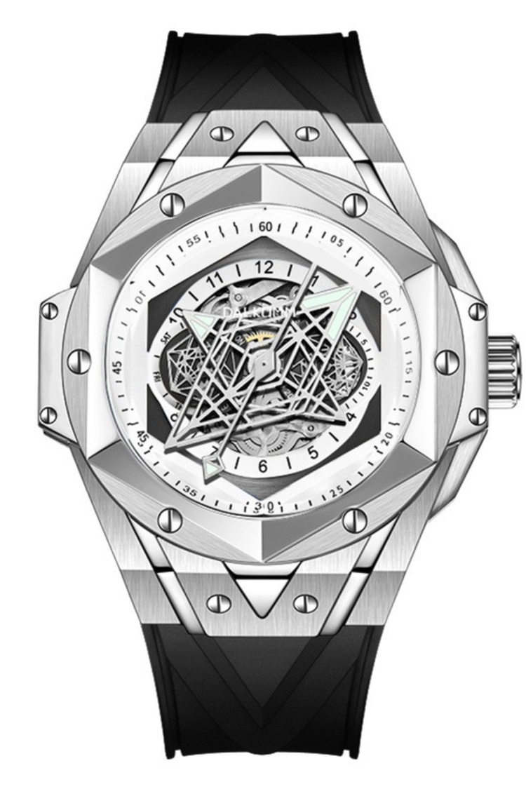 Illuminati - Eye of Demon Silver Analog Mechanical Movement Dalkommwatch Watch