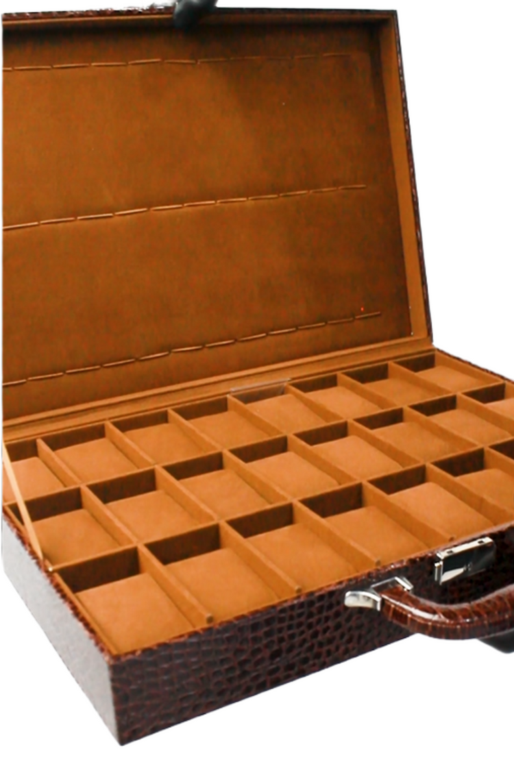 Luxury Crocodile-Pattern Leather Watch Case - 24 PCS WATCH SUITCASE
