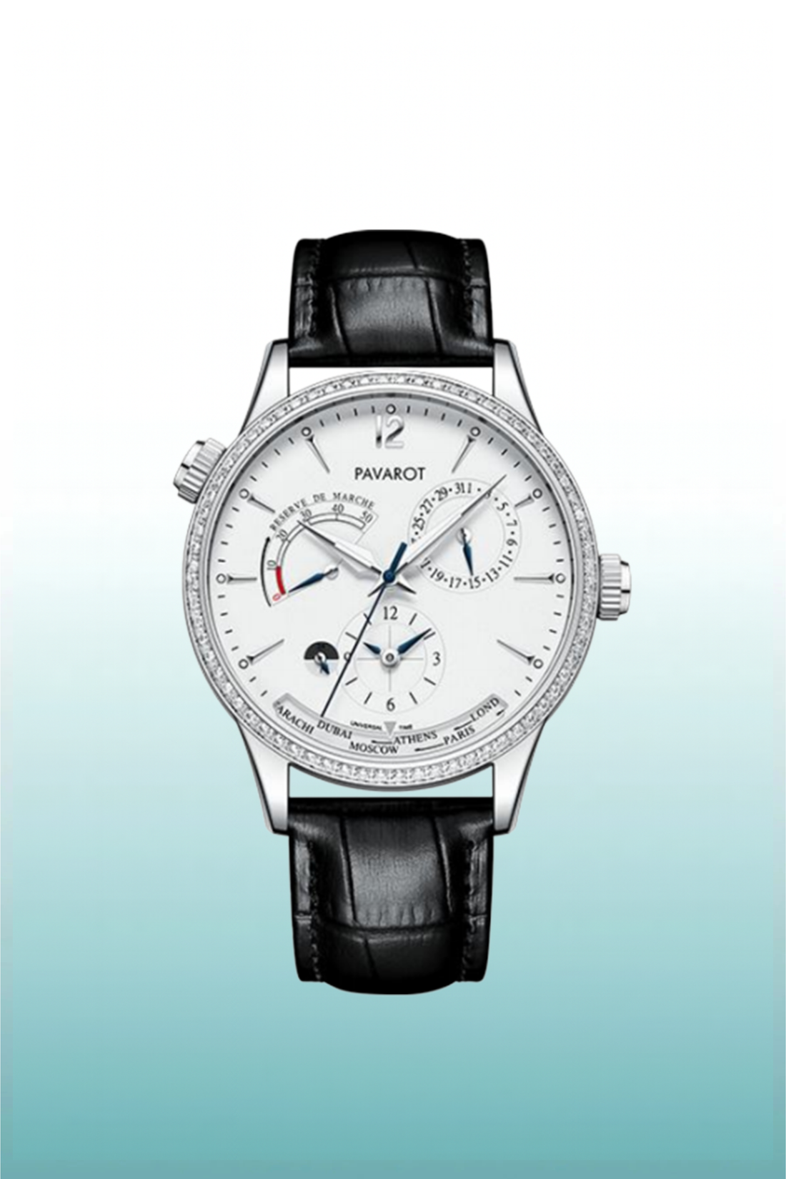 Elite Silver World-Time Multi-Function Watch